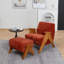 Upholstered Chenille Armchair With Footstool-488585405-503314700