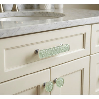 Glacier 1 1/4" Spruce Green Square Glass Decorative Hardware Knob