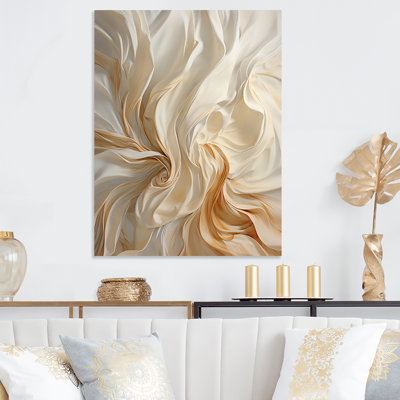 Blanc et or Champagne Flow IV - Champagne, art mural en métal