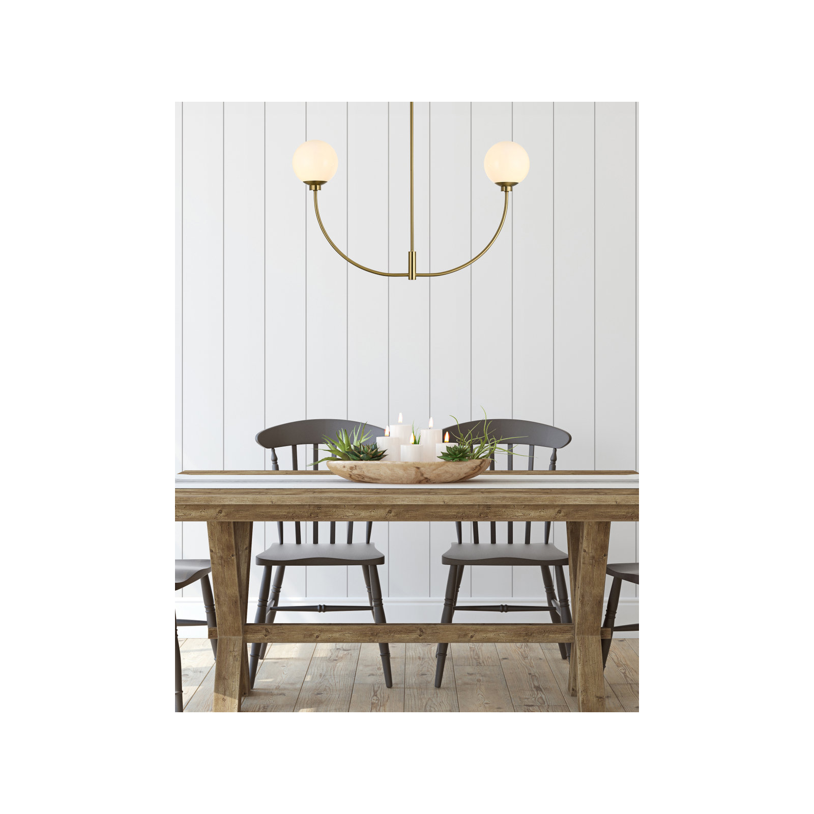 Kyle 2 - Light Metal Chandelier, Satin Gold, 21" H x 36" W x 7" D