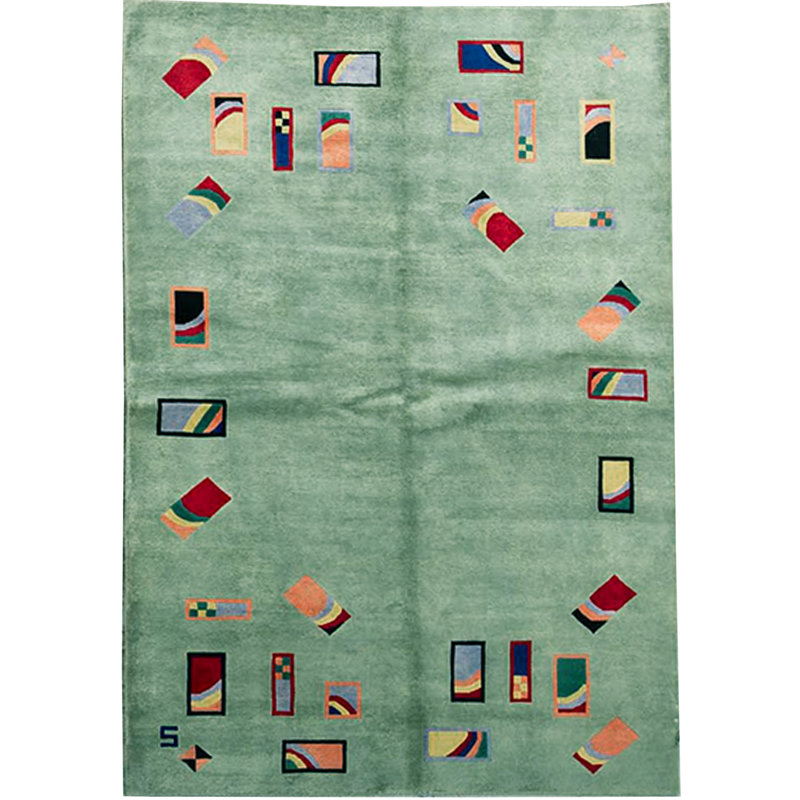 Hand-Knotted High-Quality Green Area Rug
