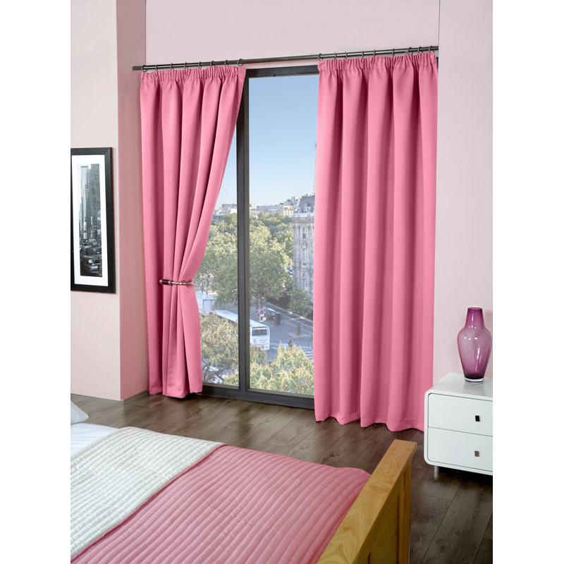 Cozine Blackout Curtain Pair, Pink, 168 W x 137 D cm
