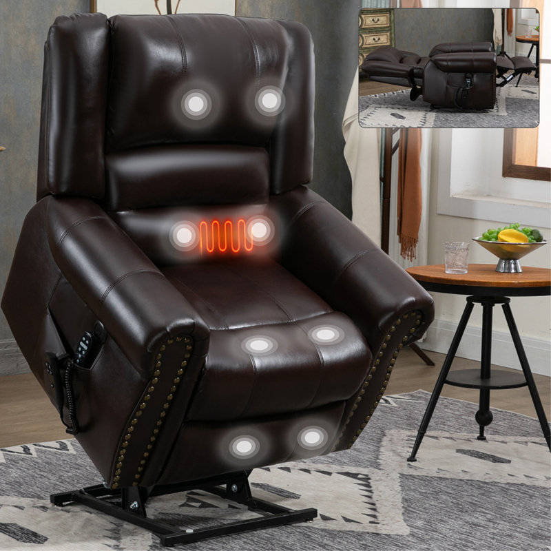 Fauteuil de massage inclinable Power Lift, Brun antique