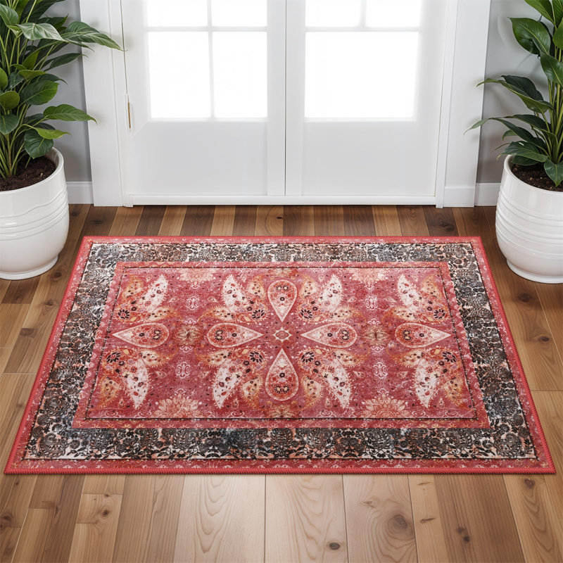 Tapis de salon à motif floral oriental Fillender, Rectangulaire 2 pi x 3 pi