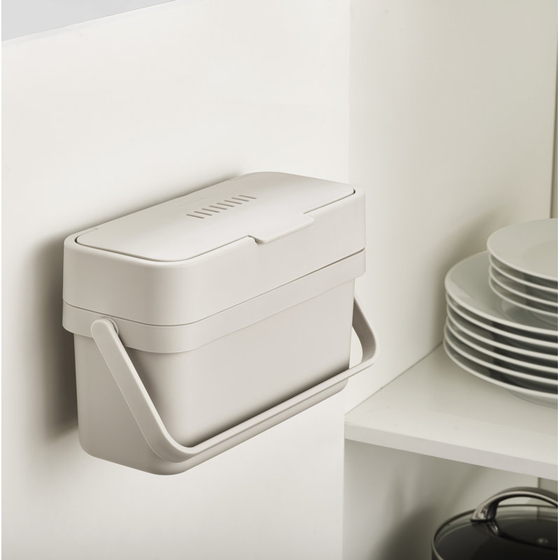 Joseph Joseph Compo 1 Gallon Food Waste Compost Bin with Mountable Brackets, Stone