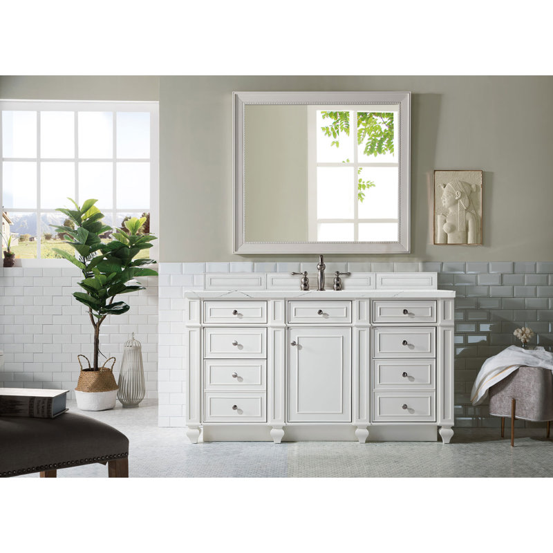 Bristol 60'' W Single Vanity, Bright White, Ethereal Noctis, 8" Widespread