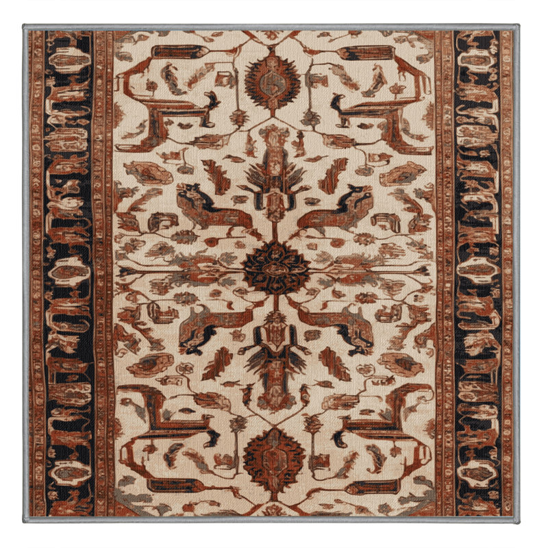 Machine Washable Persian Brown Area Rug, Square 8'