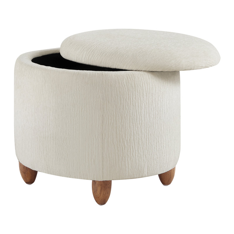 Twomey Storage Ottoman, Snow White Polyester