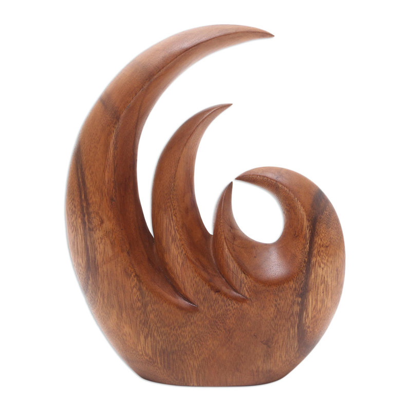 Statuette en bois faite à la main à triple flamme 