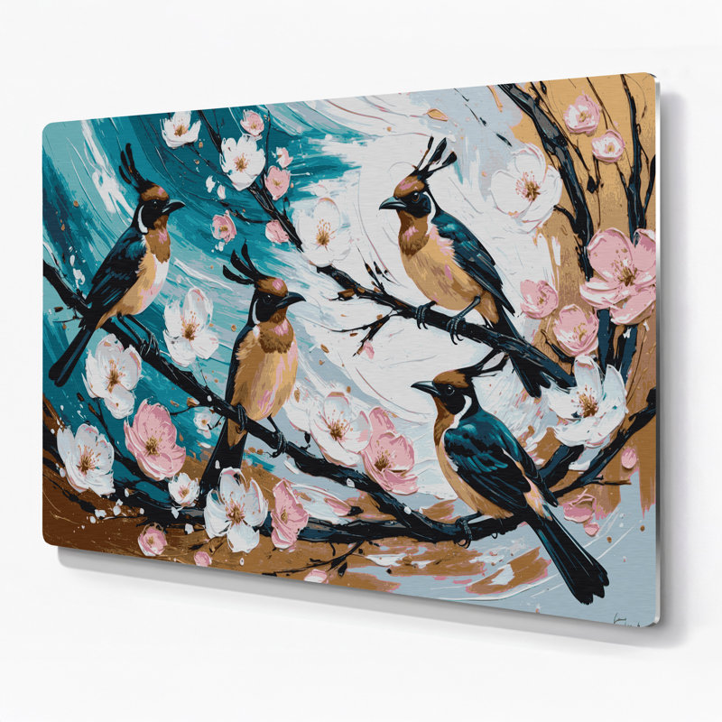 Oiseaux rouges, art mural gris Bulbul, H 144 po x l 216 po x P 0,05 po
