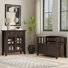 Acadian Solid Wood 36 Inch Wide Small Storage Bench And 36 Inch Wide Storage Cabinet In Brunette Brown