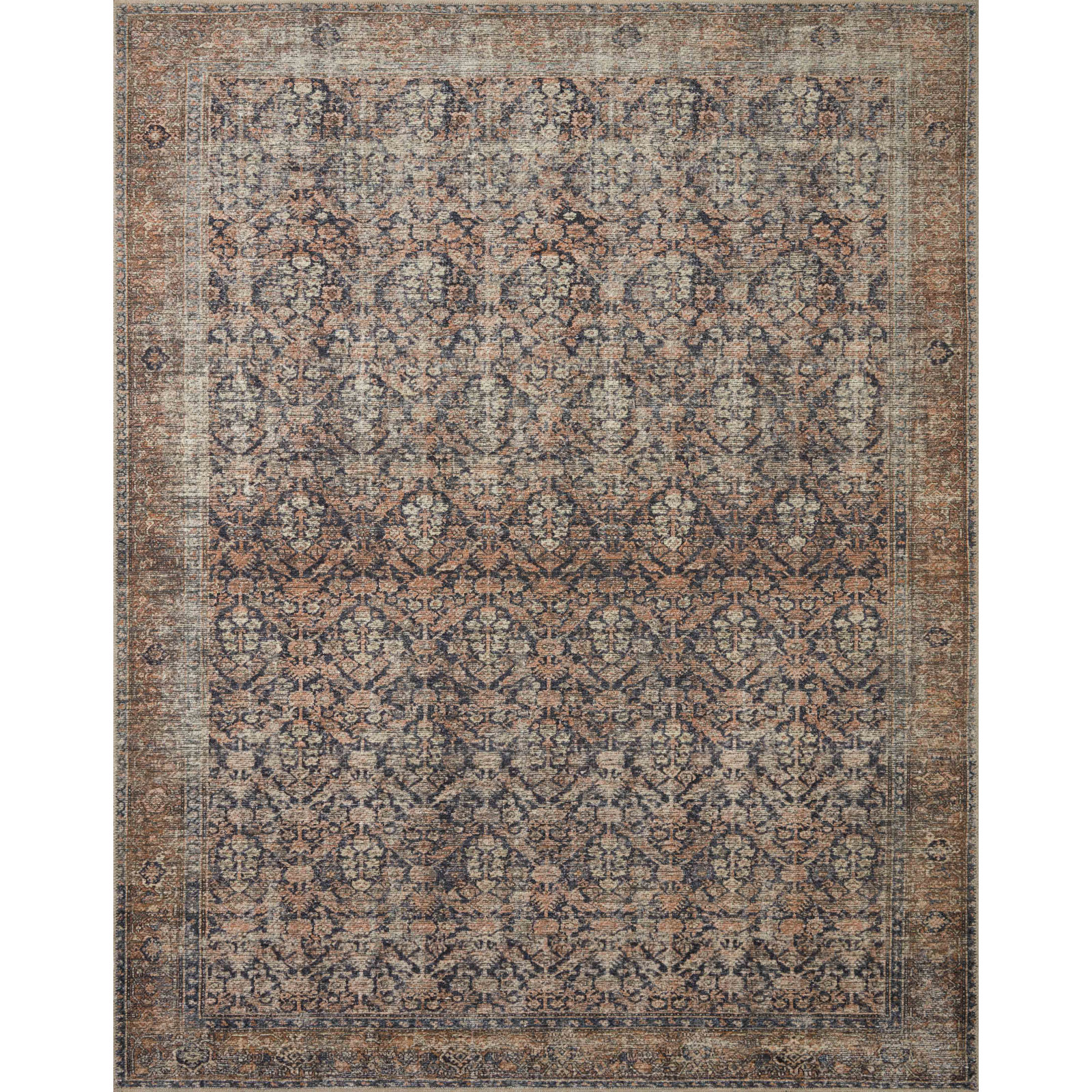 Billie Oriental Ink / Salmon Area Rug, Rectangle 10' x 14'