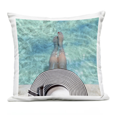 Summer Pool Ripples View Outdoor Printed Pillow, design by CAD Designs