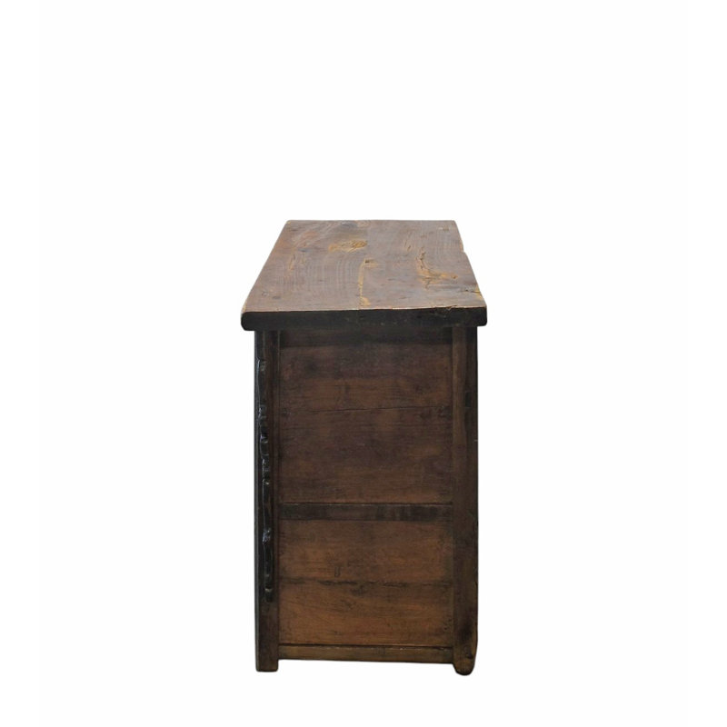 Dual-Drawer Coffer Cabinet with Carved Sides