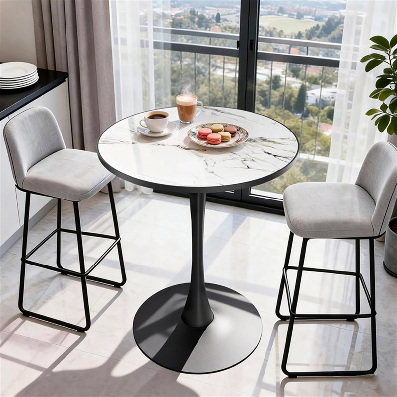 Round Marble Top Metal Base Dining Table