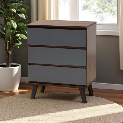 Commode de chambre à coucher à 3 tiroirs avec pieds en polymère Isera H 29,68 po x l 23,31 po x P 15,54 po Isera
