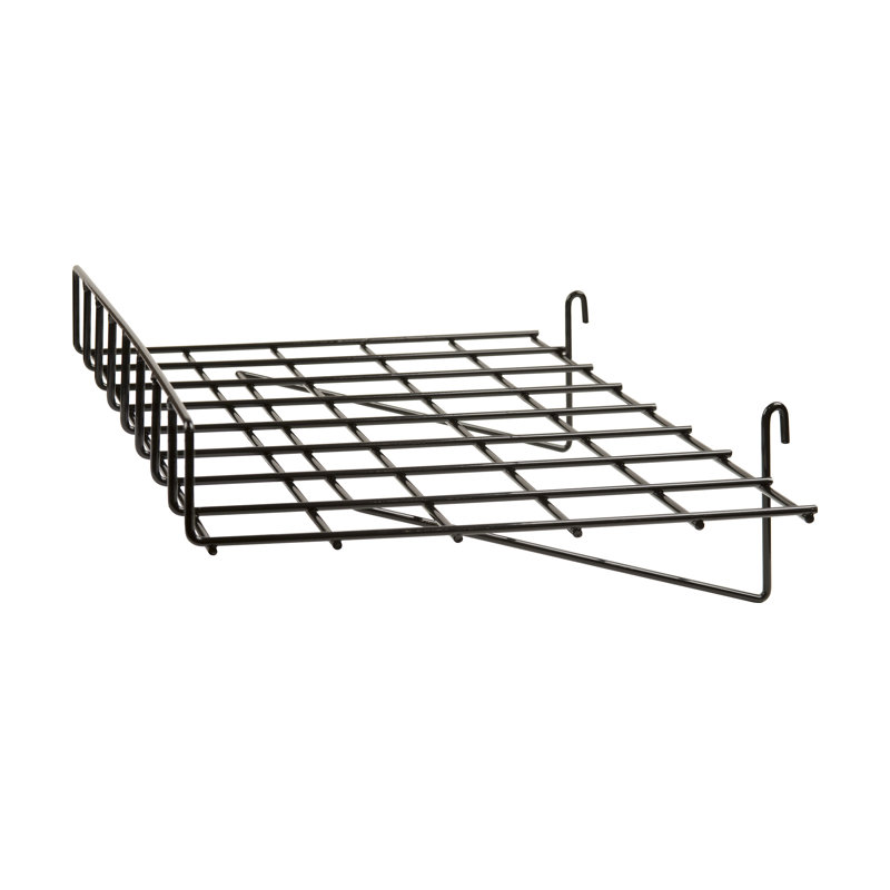 3" H x 24" W Straight Wire Shelf with Front Lip for Grid Panel, Black