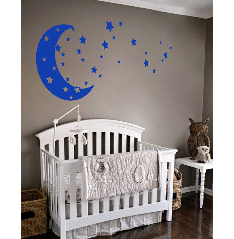 Abstract Non-Wall Damaging Wall Decal, Dark Blue, 30" H x 65" W x 0.01" D