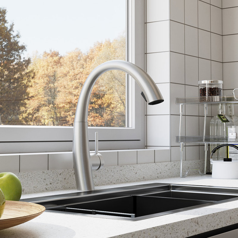 Belfry Kitchen Pull Out Kitchen Faucet, Silver