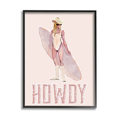«Ba-743», encadré «Cowboy Coastal Cowgirl» encadré sur bois par Ziwei Li