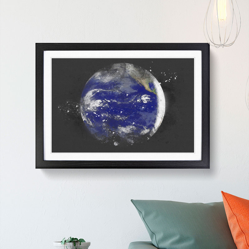 A Satellite Image of Earth - Picture Frame Graphic Art Print, 62cm H x 87cm W x 2cm D, Black Framed