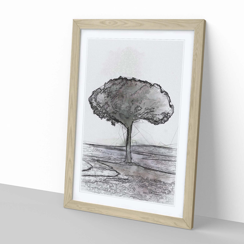 Tree in Tuscany Italy in Abstract - Framed Print, Oak, 76cm H x 50cm W x 2cm D