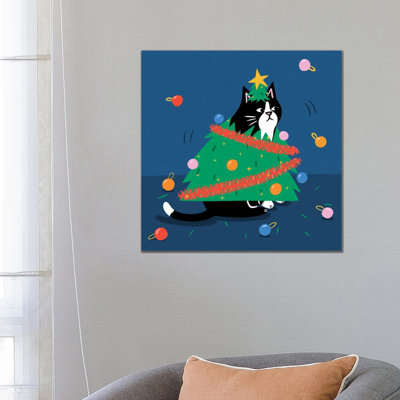 Christmas Tree Cat - Wall Art Print - Wrapped Canvas