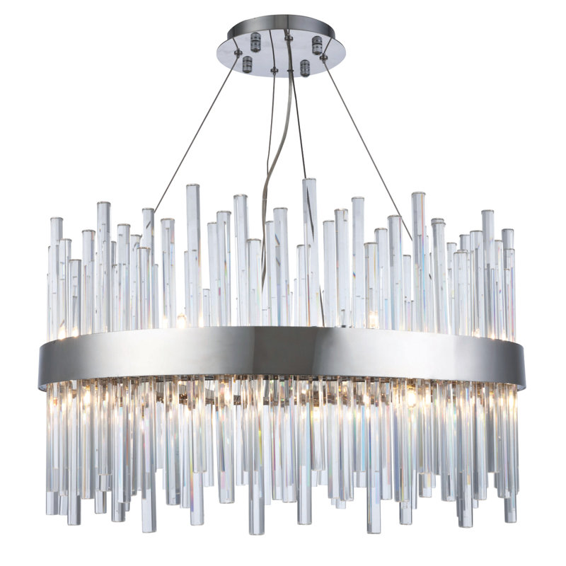 Lustre tambour unique Dalton, Chrome chrome, H 14 po x l 25 po x P 25 po, 16 lumières