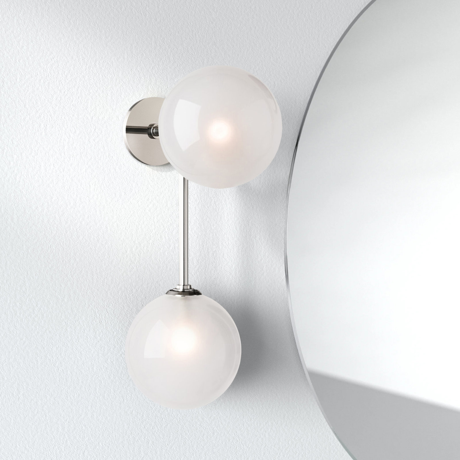 Salonko 2 Light Glass Dimmable Armed Sconce, Polished Nickel