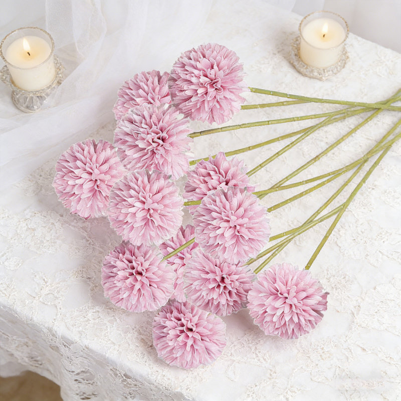 Paquet de 12 fleurs artificielles de chrysanthème - Vraies fleurs artificielles pour vase, Purple