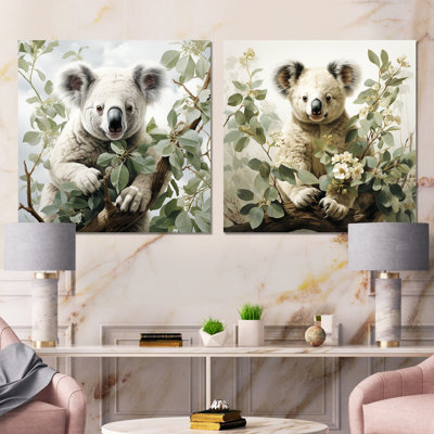 Eucalyptus Tree Loving Koala I - Koala Wall Decor Set Of 2