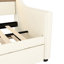 Lit de jour simple blanc avec lit gigogne, lumières à DEL et station de charge pour une chambre relaxante dotée de lumières relaxantes