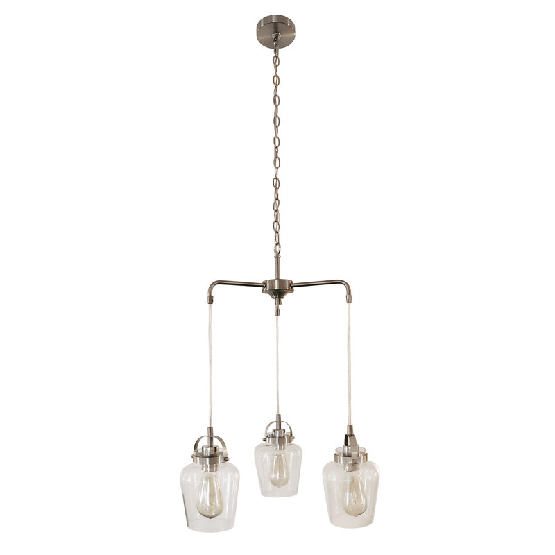 Lustre classique / traditionnel à 3 lumières Tribble, Nickel poli brossé