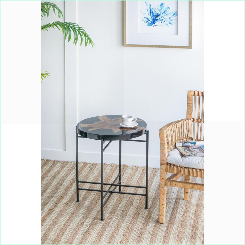 Table basse moderne en bois de teck de 19,7 po x 19,7 po x 23,6 po Modern