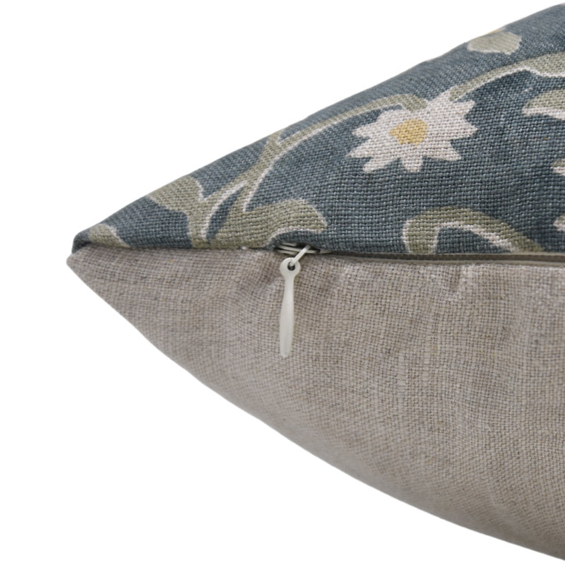 Housse de coussin en lin pur imprimé à la main Boho Home Accen, housse de coussin à imprimé floral traditionnel