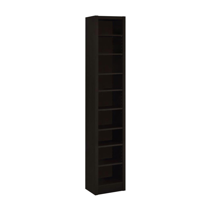 Bibliothèque rectangulaire à 8 tablettes avec 2 tablettes fixes, cappuccino
