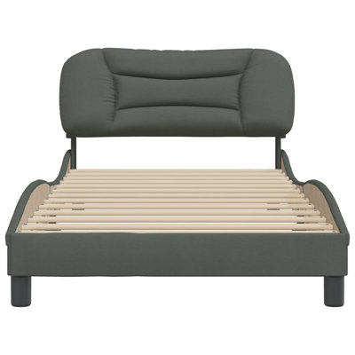vidaXL Bed Frame without Mattress Hvar Dark Grey 100x190 cm Fabric