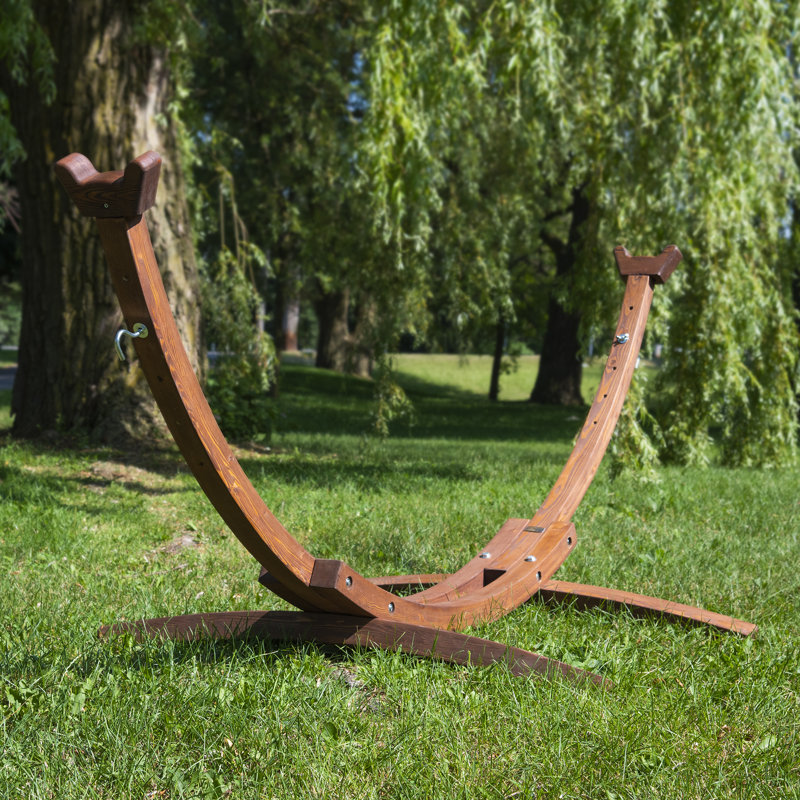 Vivere Champney 10' Stable Solid Pine Arc Hammock Stand (450 lb. Capacity)