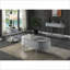 Table basse grise en chrome ultrabrillant - Conception ovale ronde moderne avec rangement pour le salon