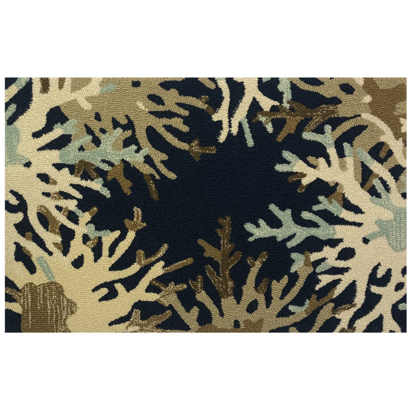 Kezar Looped / Hooked Floral Rug, Rectangle 2' x 3'