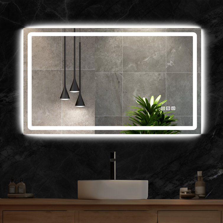 Kamylla Led Front And Backlit Lighted Adjustable Brightness Anti-Fog Wall Mounted Bathroom Mirror