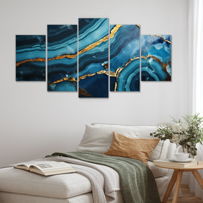 Novalee - Marbre, art mural sur toile, 5 pièces