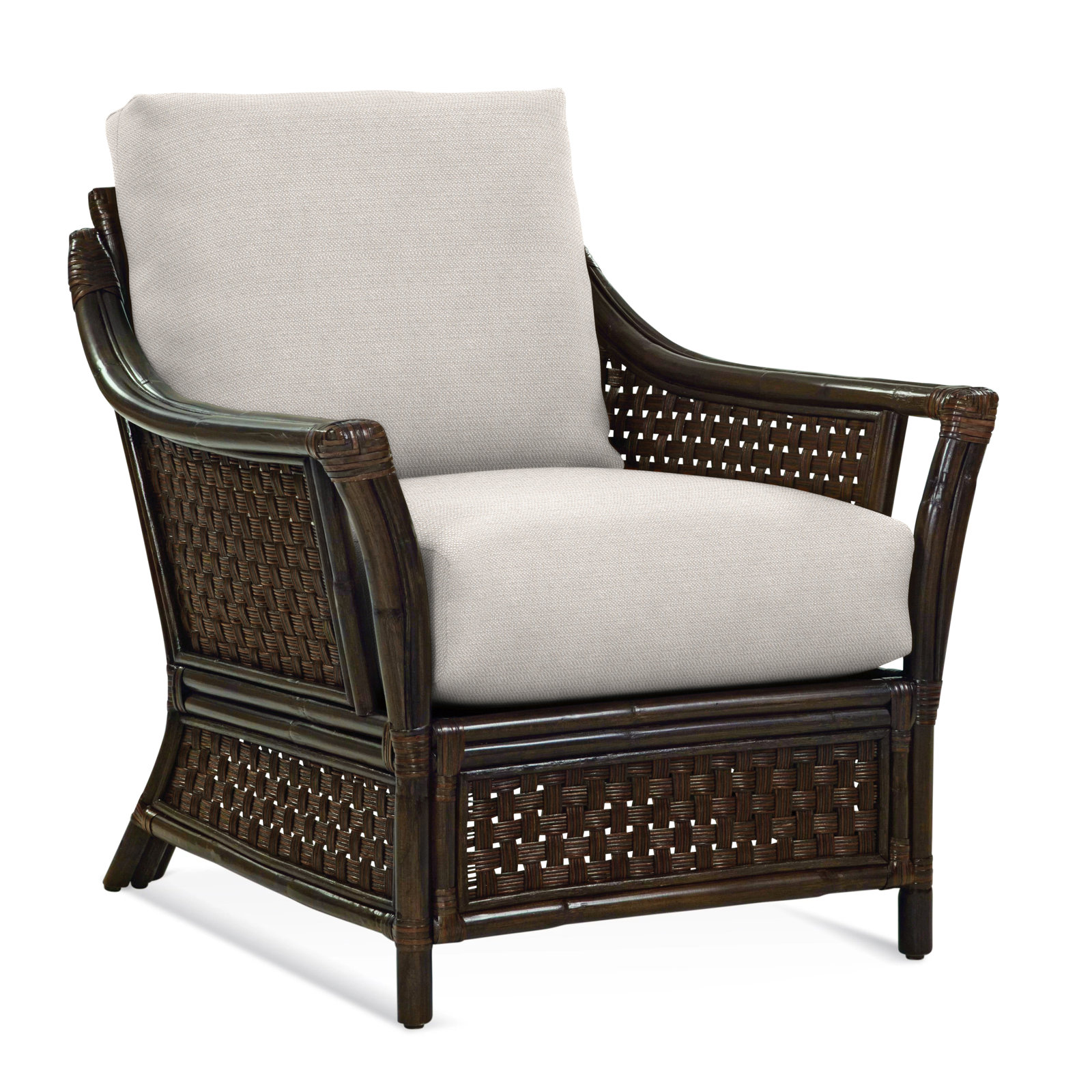 Boca Upholstered Armchair, White Textured Performance; 0865-91, Coffee