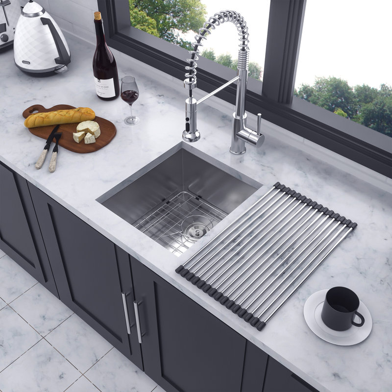 15" x 13" Brushed Stainless Steel Undermount Single Bowl Bar Sink