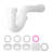 P-Trap, 1-1/2 Inch P Trap Sink Drain Pipe Kit With Threaded Adapter And TPU Leak-Resistant Washers, PP Plastic Pipe Basin Waste Kit, Under Sink Plumbing For Kitchen Bathroom Sewer Drain, White