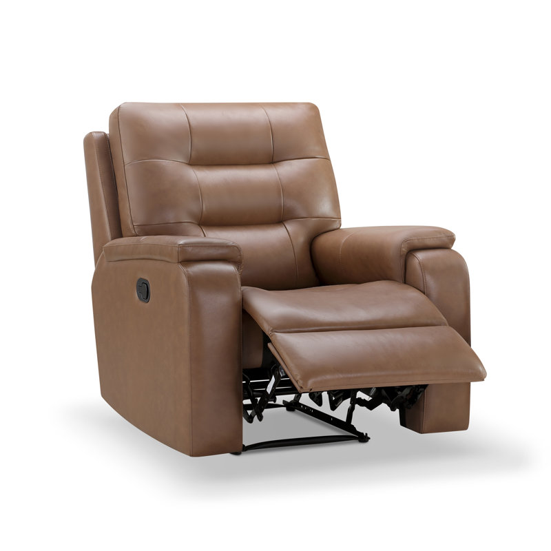 Ashliy Recliner, Camel Genuine Leather