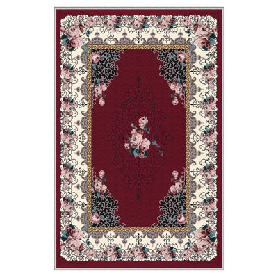 Tapis rouge / brun / blanc Maloy
