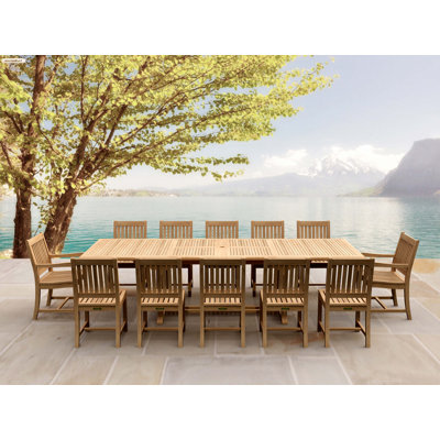 Valencia 12 - Person Teak Wood Patio Dining Set with Rectangular Table