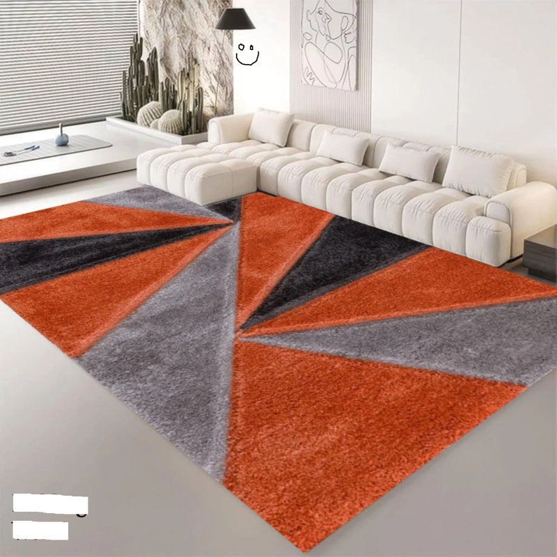 Geometric Shag Area Rug, Rectangle 200 x 290 cm