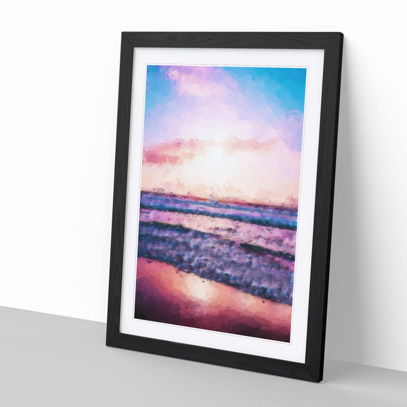 Pink Beach in Abstract - Framed Print, Black, 76cm H x 50cm W x 2cm D